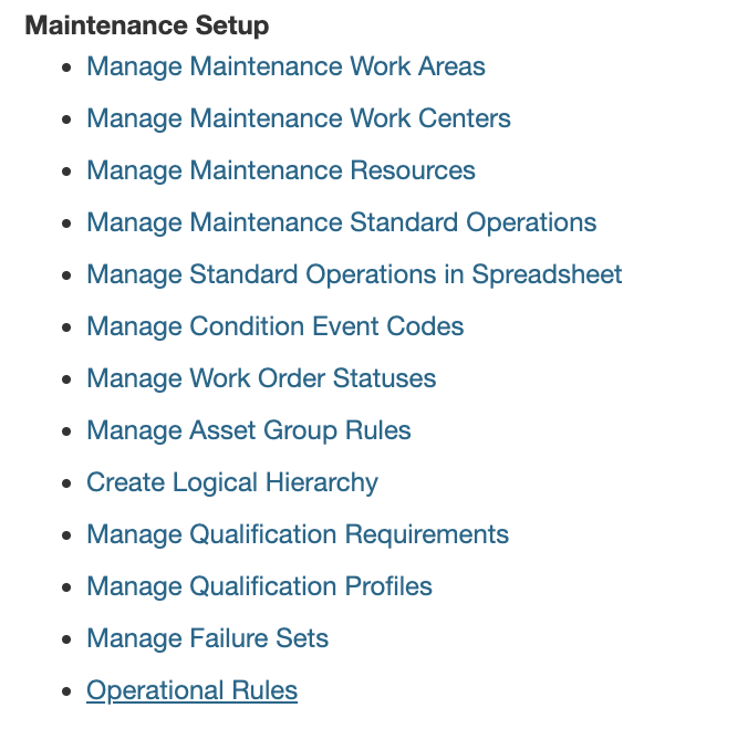 Maintenance Managementの「工程ルール」タスク