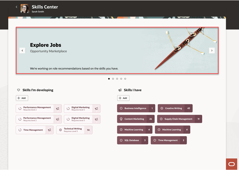 「スキル・センター」ページのカルーセル