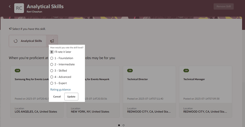 スキル・センター内のスキル・チップ