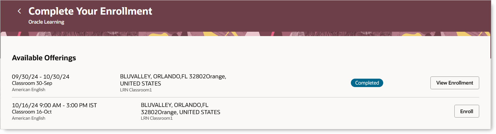 学習者は利用可能な講義に登録可能