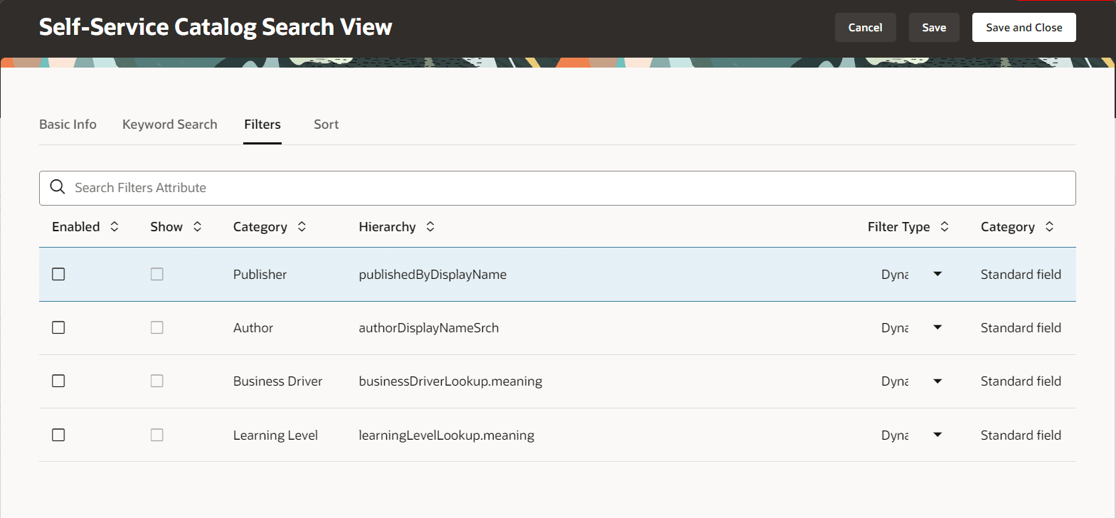 セルフサービス・カタログ検索ビュー・オブジェクトを使用した、拡張可能参照の有効化または無効化