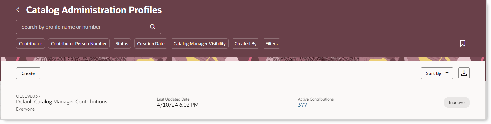 デフォルト・カタログ管理プロファイル