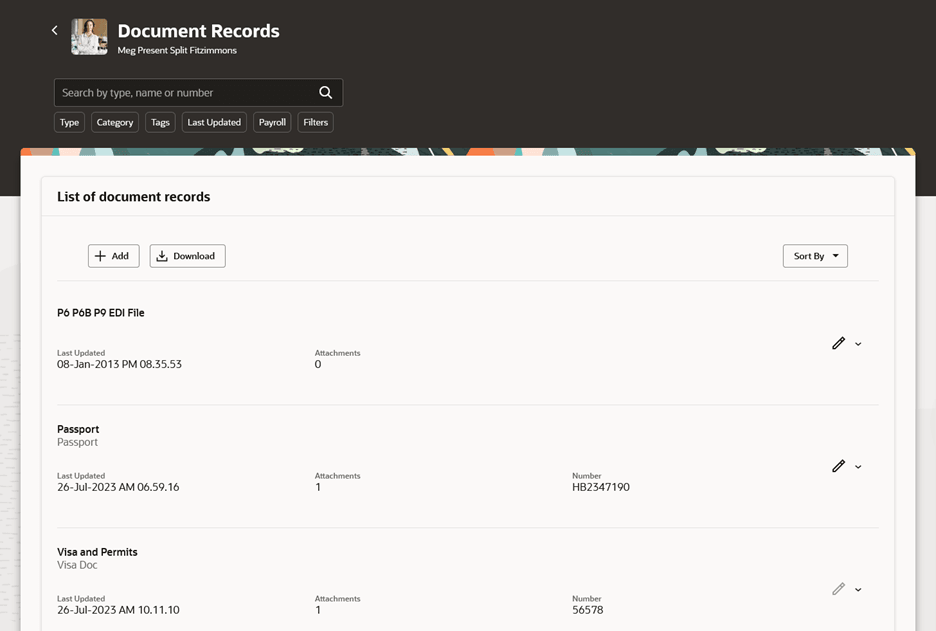 「文書レコード」ランディング・ページ
