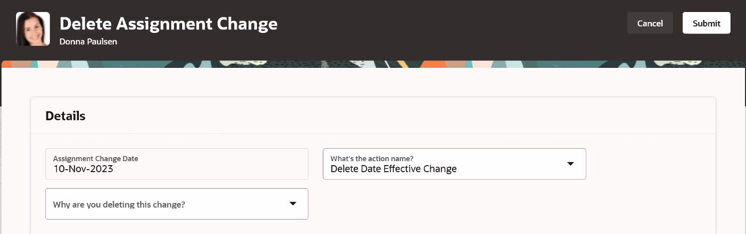 アサイメントの変更の削除の詳細