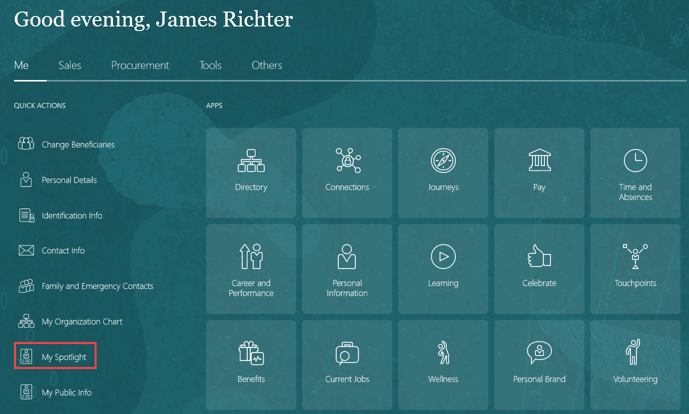 「自分」タブの「自分のスポットライト」クイック処理