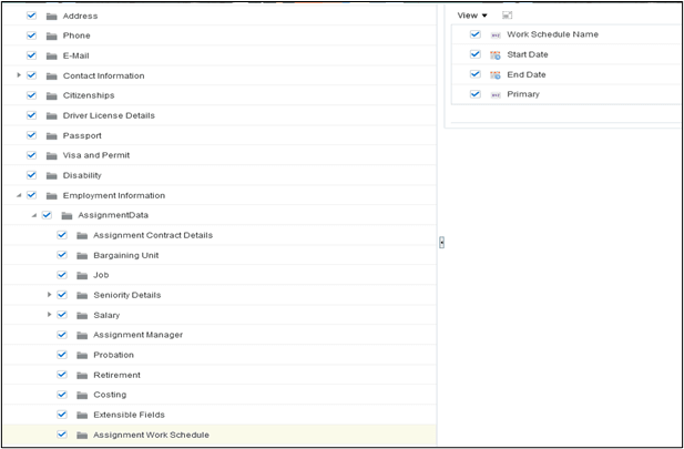雇用情報でのアサイメント勤務スケジュール