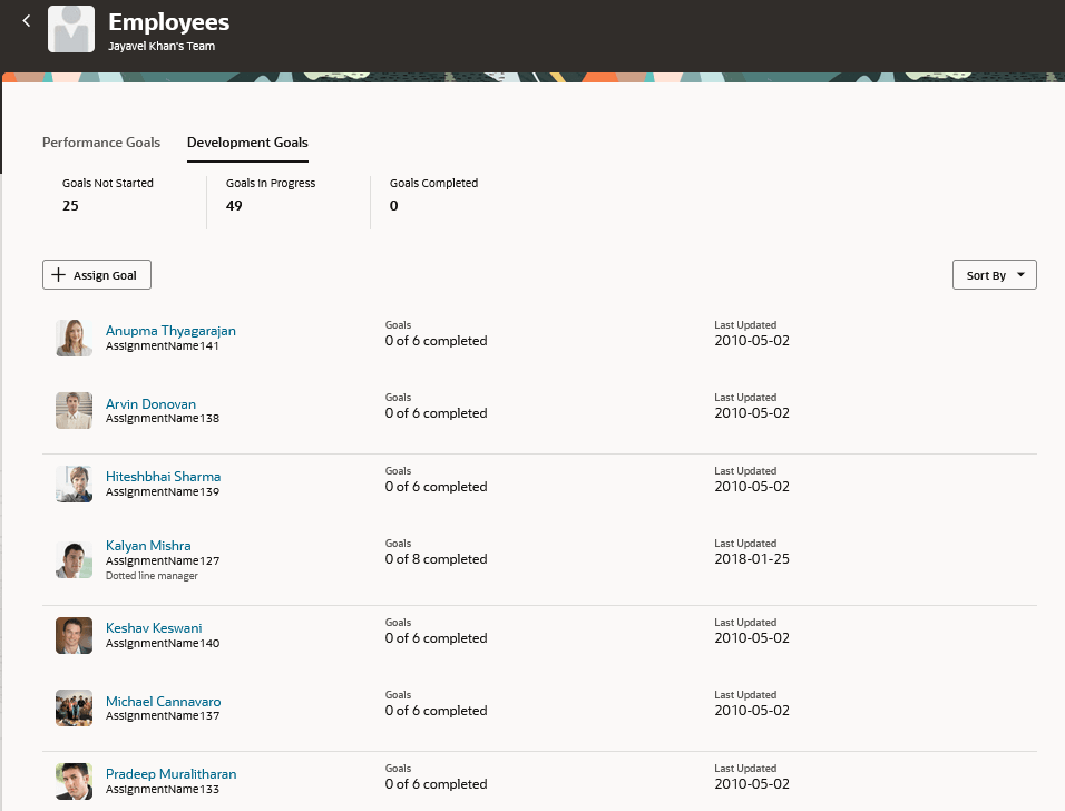 マネージャのチーム目標センターの「育成目標」タブの育成目標を示すスクリーンショット