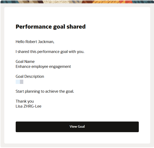 パフォーマンス目標共有通知のスクリーンショット
