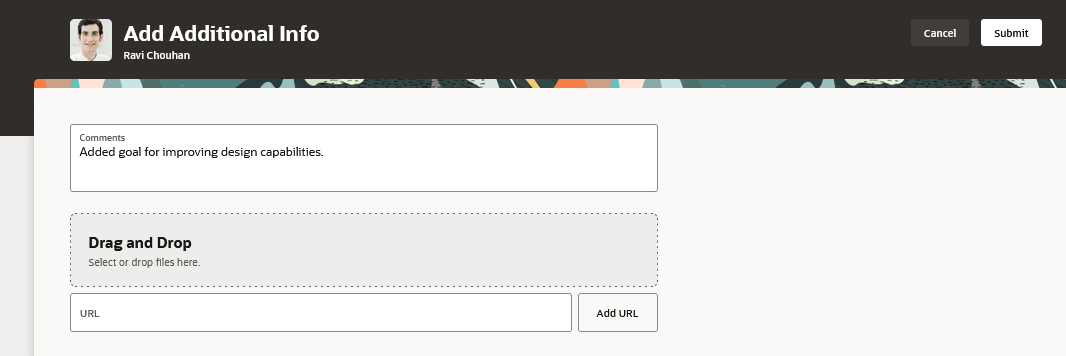 「追加情報の追加」ページ