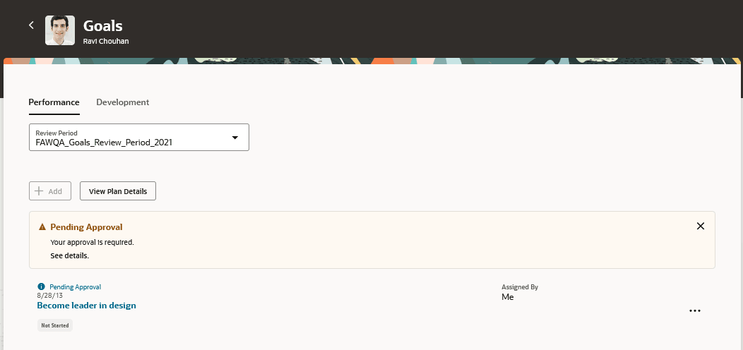 チーム・メンバーの「目標」ページ
