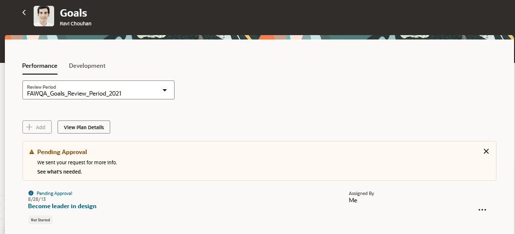 チーム・メンバーの「目標」ページ