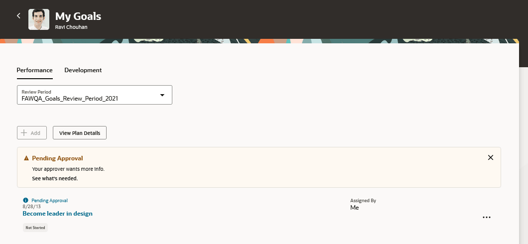 チーム・メンバーの「自分の目標」ページ