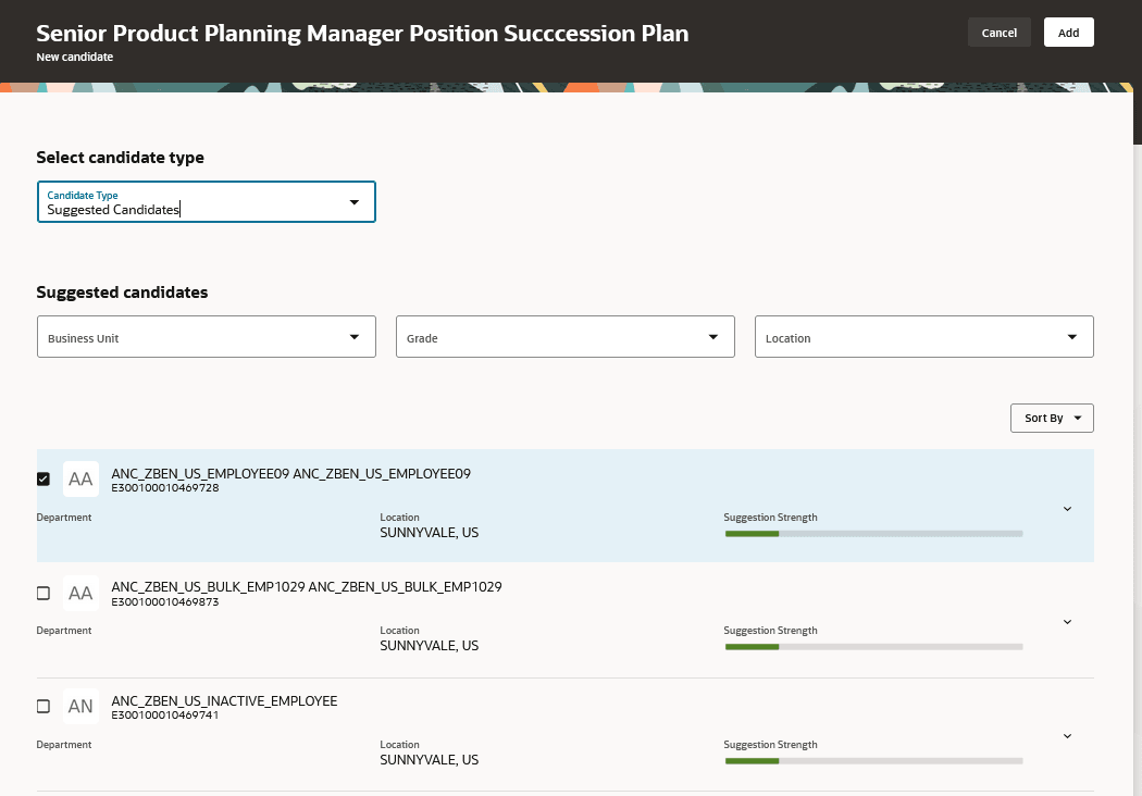  「新規候補者」サブ・ページのAI提示候補者