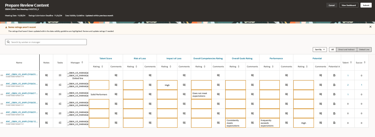 最近の評点が強調表示されていない「レビュー内容の準備」ページのスクリーンショット