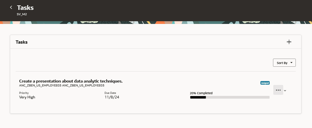 タスクとタスクの進捗がリストされたレビュー対象者の「タスク」ページのスクリーンショット