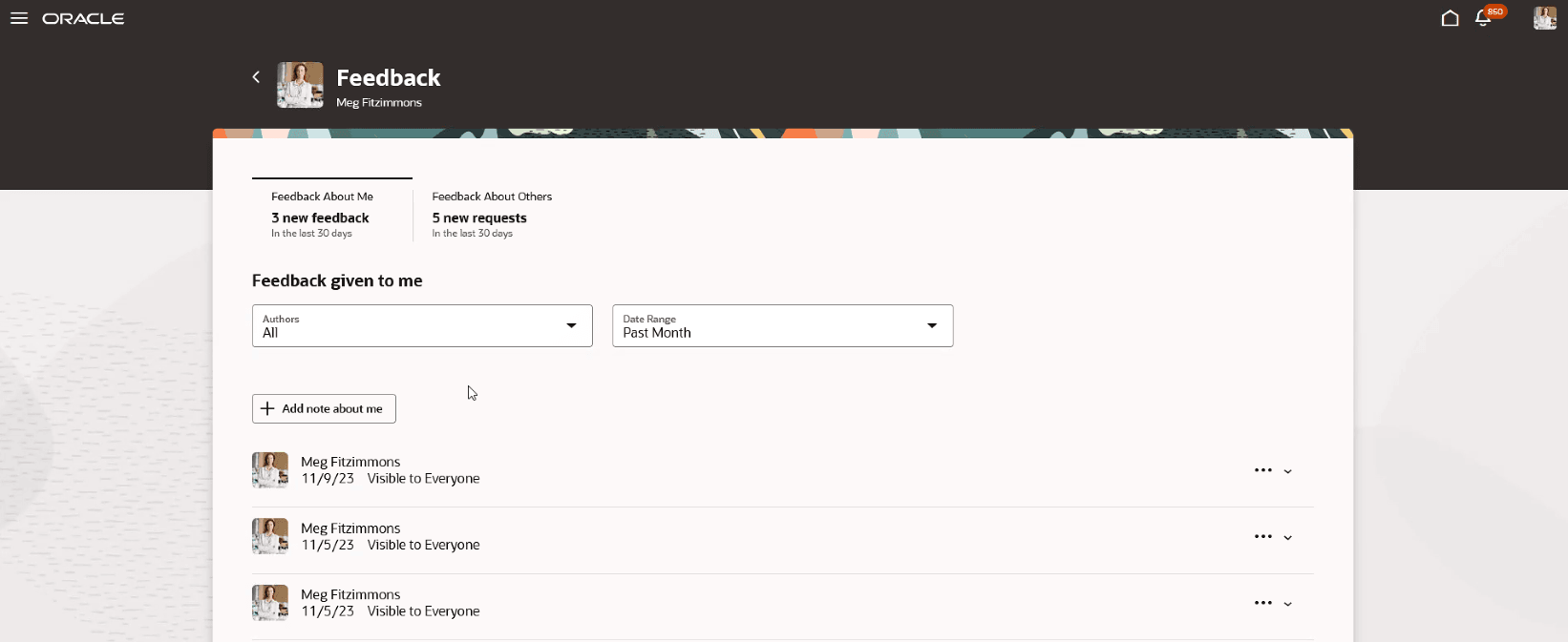 就業者のフィードバック・スポットライトのスクリーン・キャプチャ