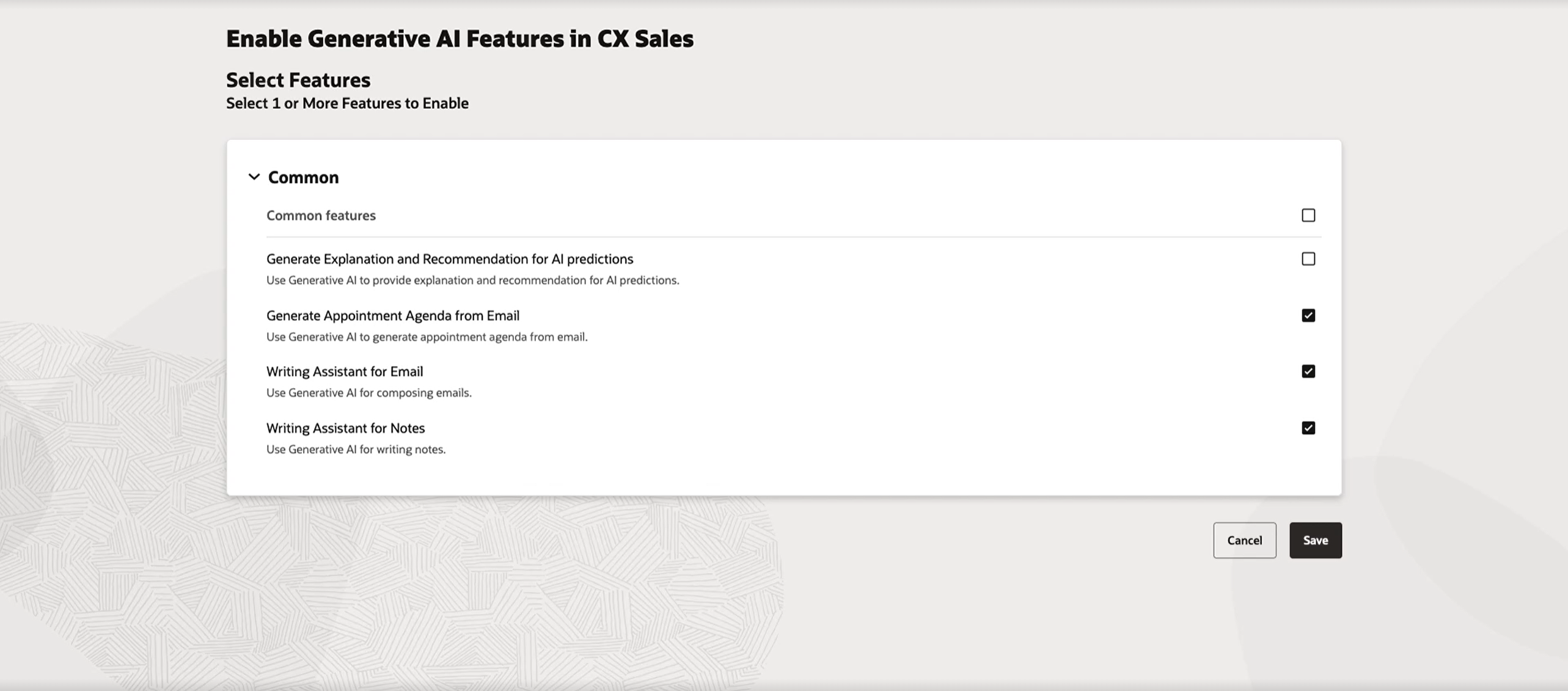 CX Salesにおける生成AI機能使用可能