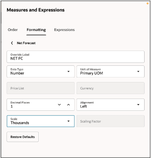 メジャーの書式設定プロパティ