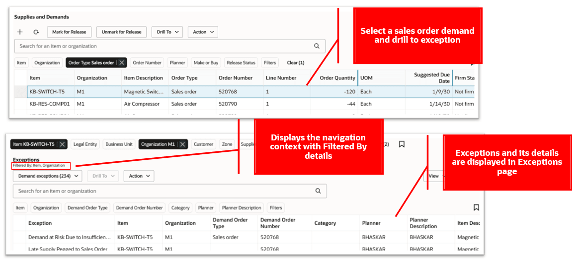 供給および需要からのドリル先例外