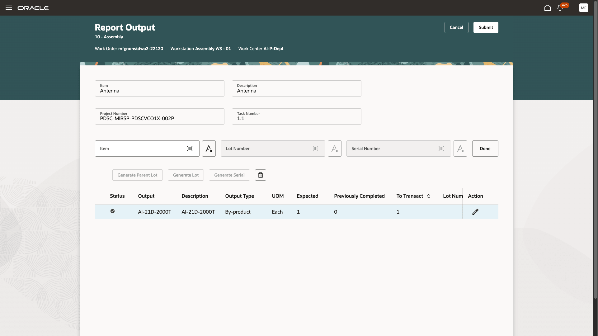 手動タイプのアドホックおよび計画済追加出力のレポート