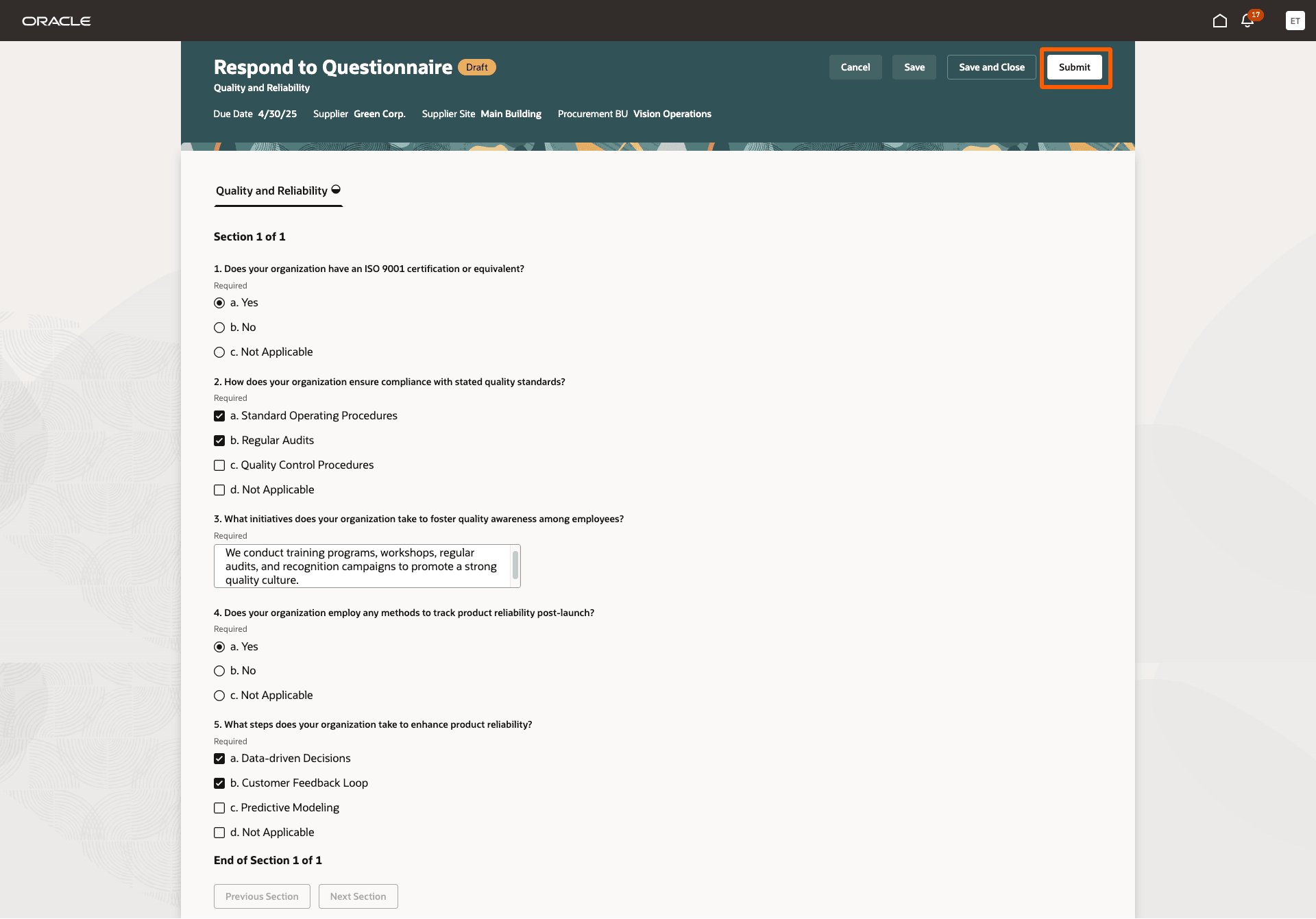 質問リストに応答。