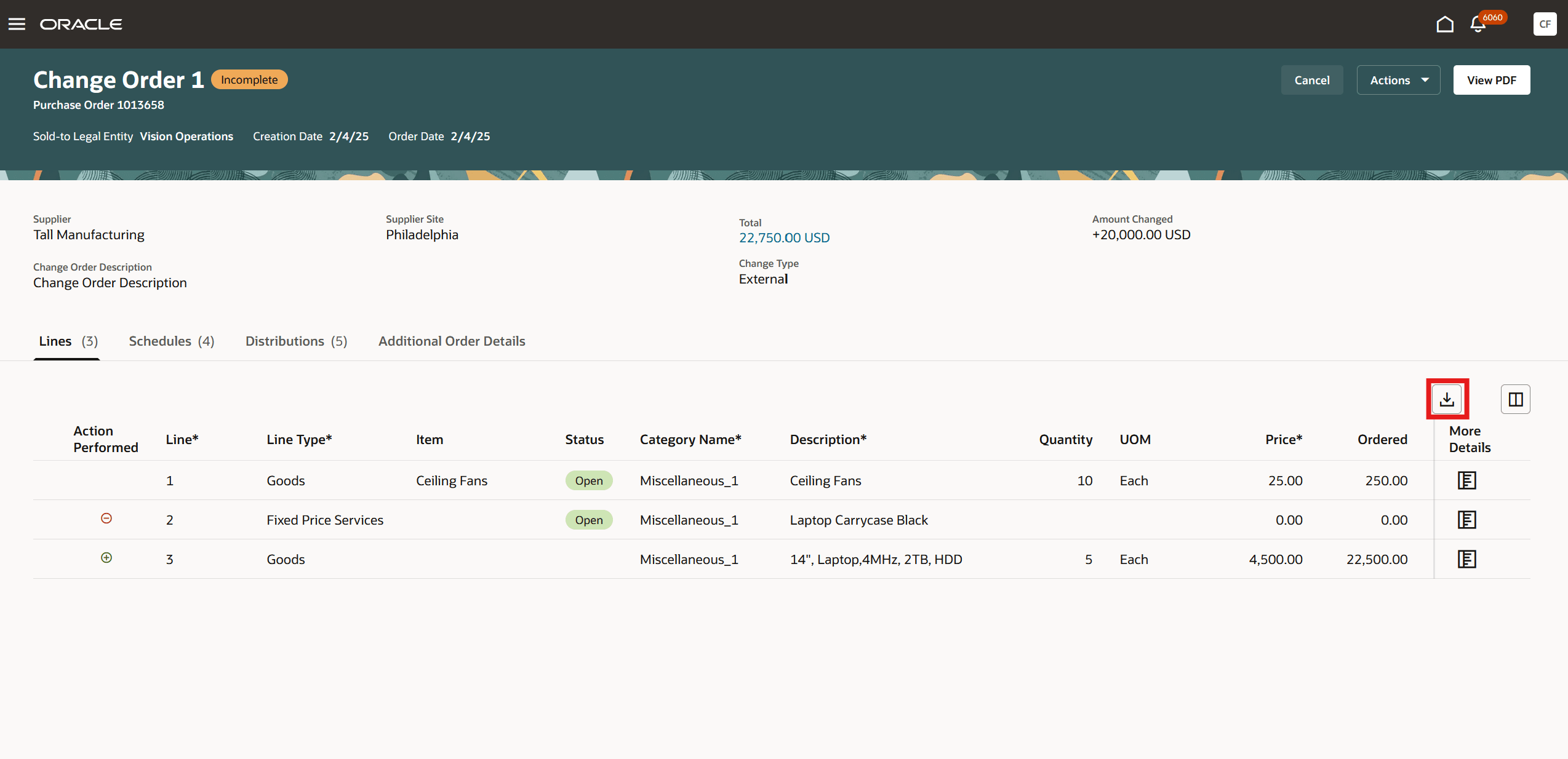 「Excelにエクスポート」アイコンを使用したExcelファイルのダウンロード