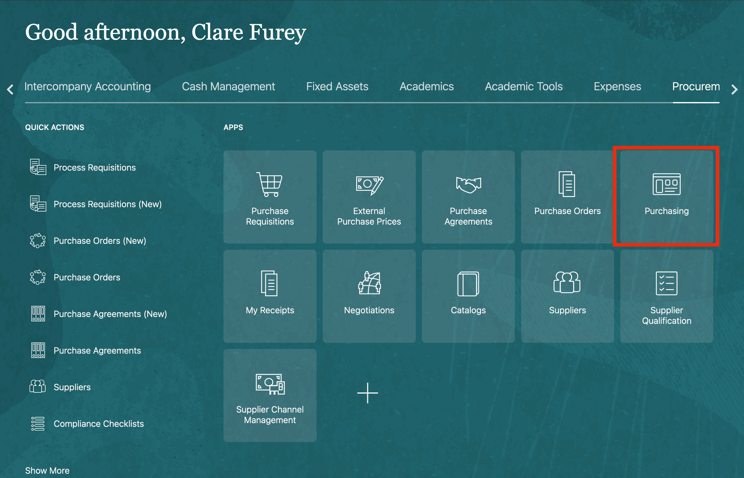 購買ランディング・ページにアクセスするための新規タイル