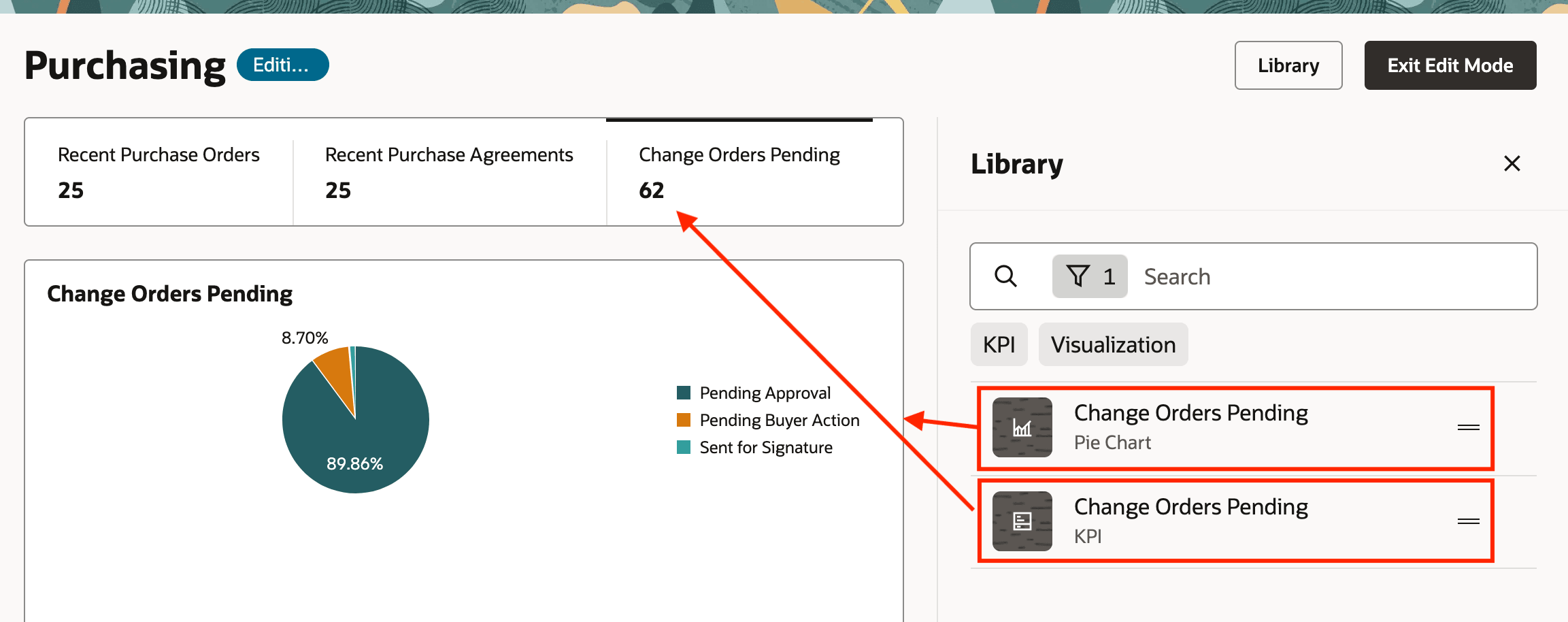 ランディング・ページへのOTBIベースのKPIおよびビジュアライゼーションの追加