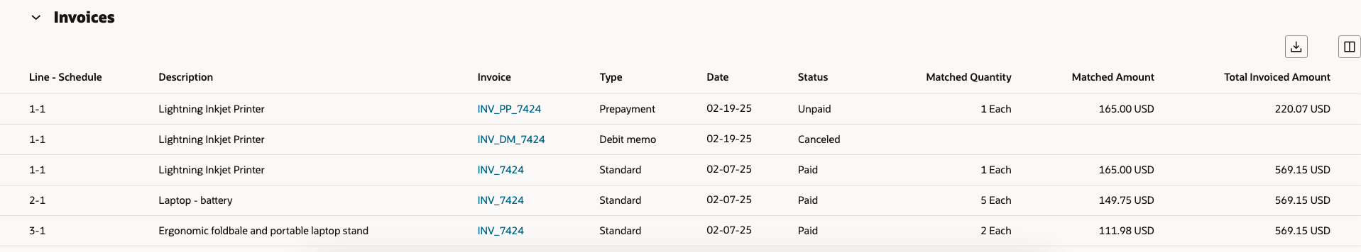 請求書タイプが表示された「請求書」表