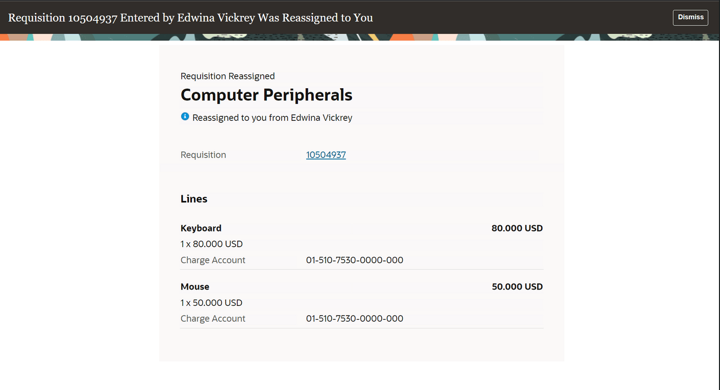 購買依頼再割当済FYI通知