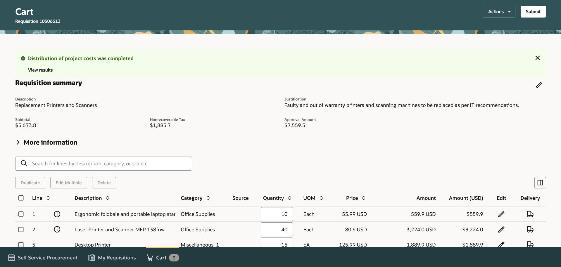 プロジェクト・コスト配分の確認