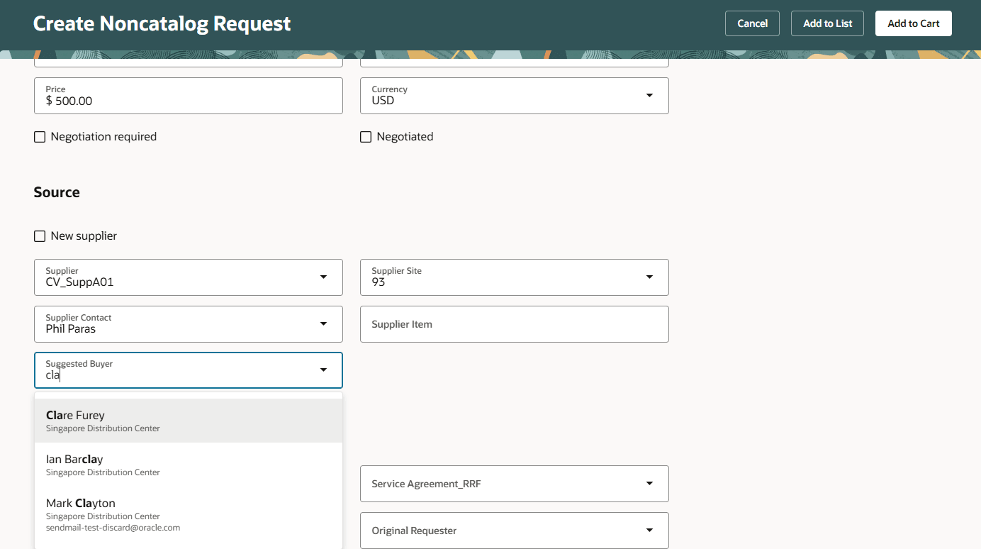 カタログ外依頼で使用可能な提示バイヤー