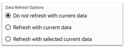 「プランの実行」ドロワーのデータ・リフレッシュ・オプション