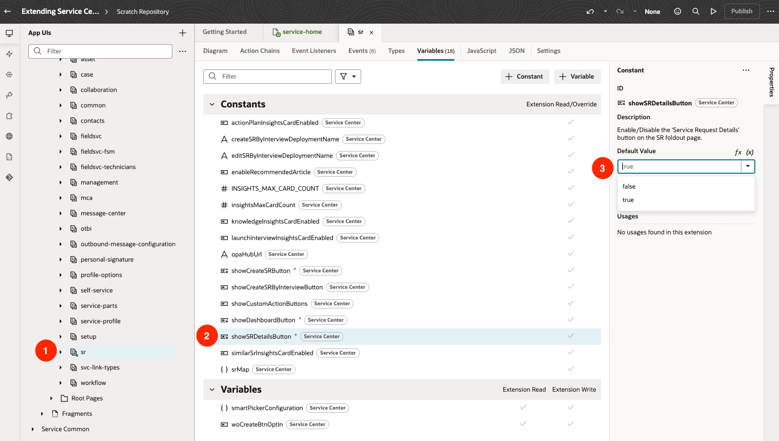 SR詳細の表示ボタン