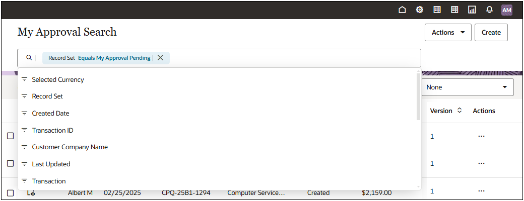 自分の承認検索のフィルタ