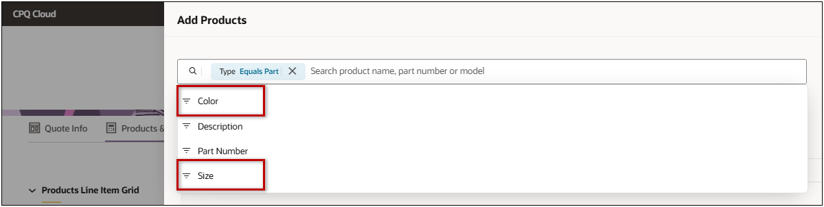 部品カスタム・フィールドの検索