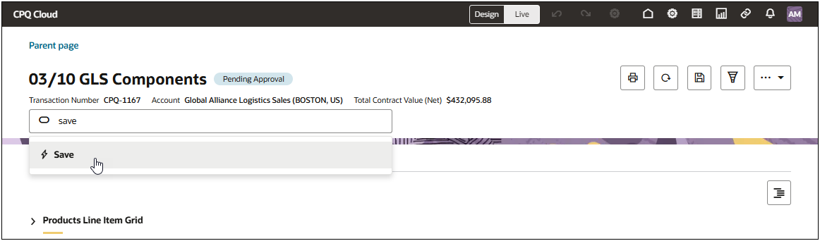 Oracle Assistバーでのアクション
