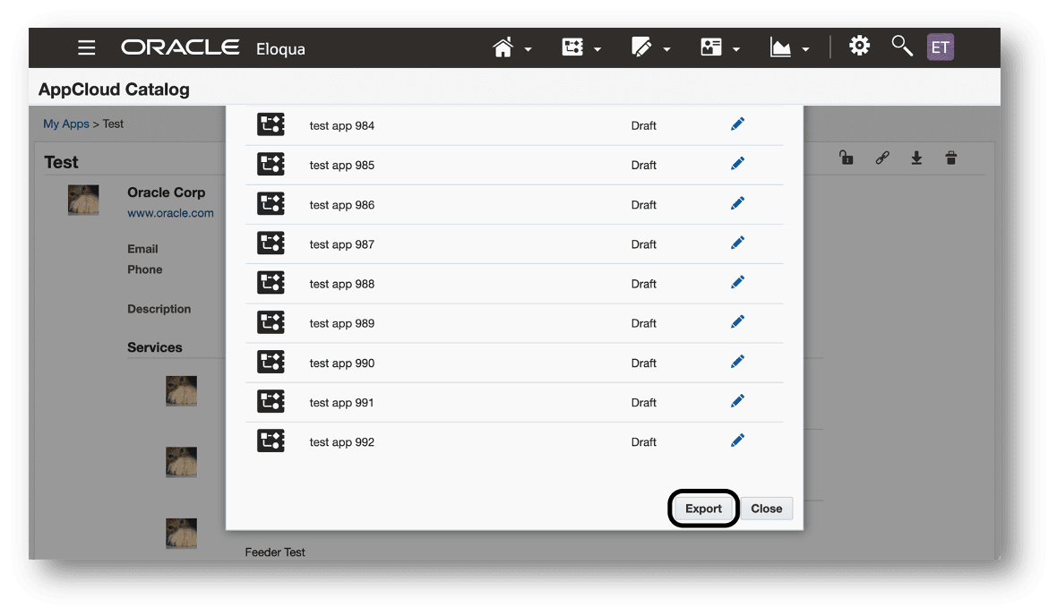 AppCloudカタログのエクスポート