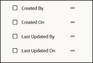 オプションの監査検索フィールド