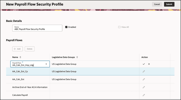 給与フローの保存および取消オプション