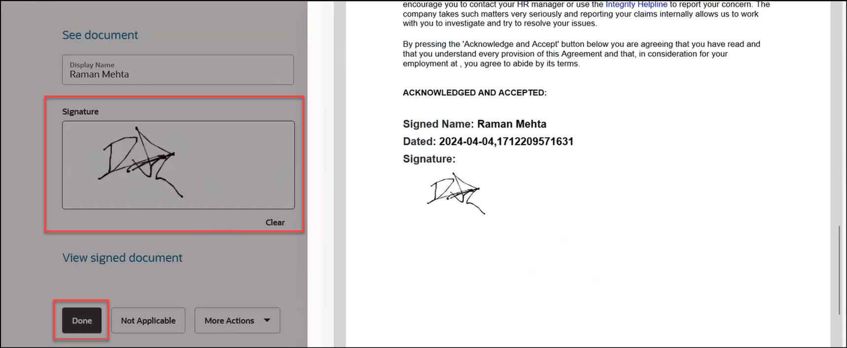 署名後は「完了」ボタンを使用可能