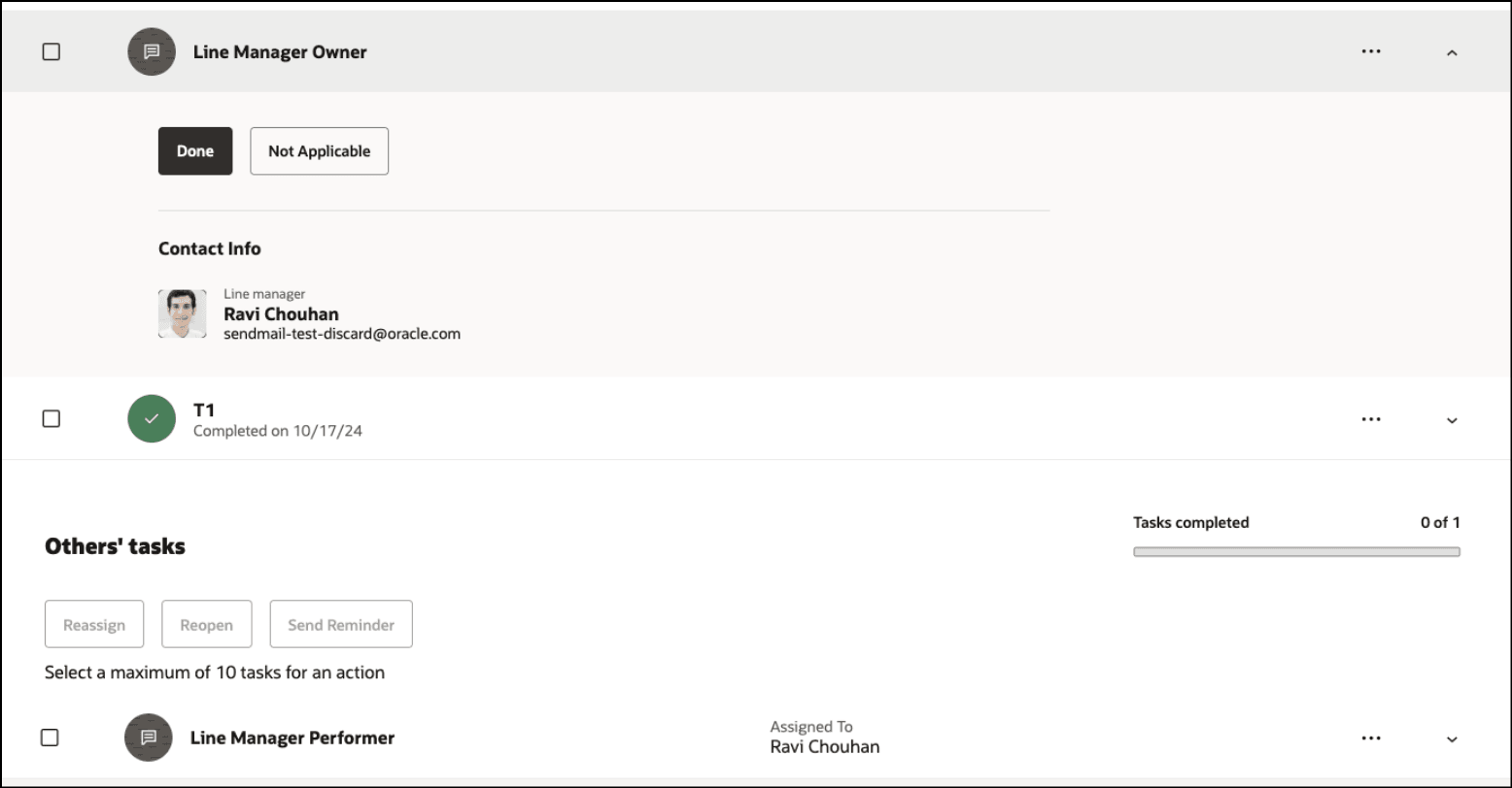 割当後のライン・マネージャの所有者および実行者