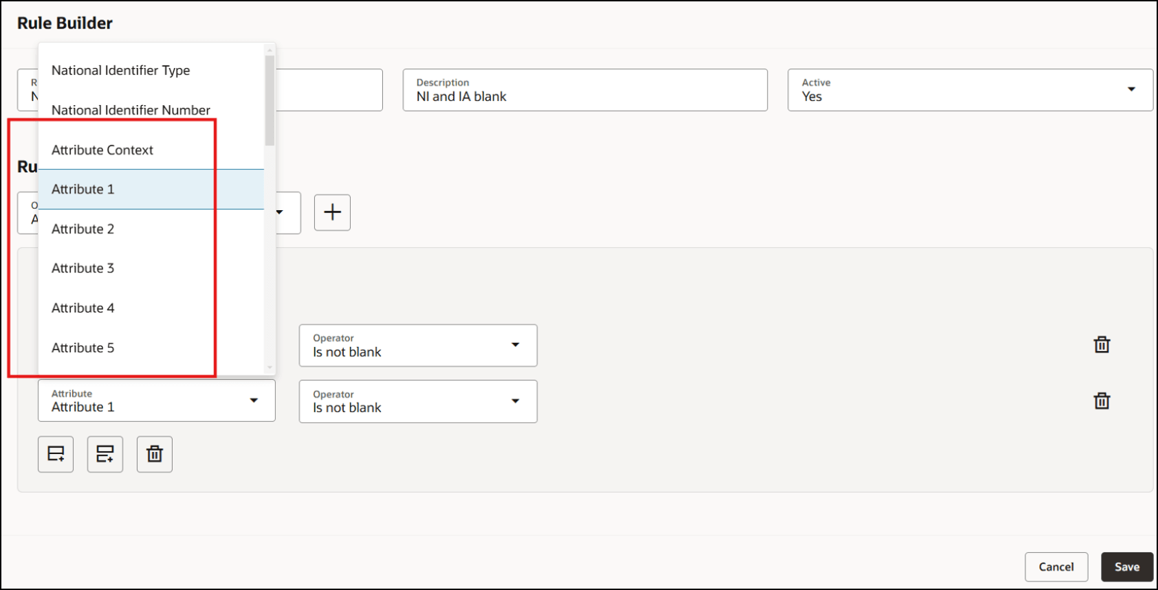 国別識別子オブジェクトのDFFに対して構成された完了基準