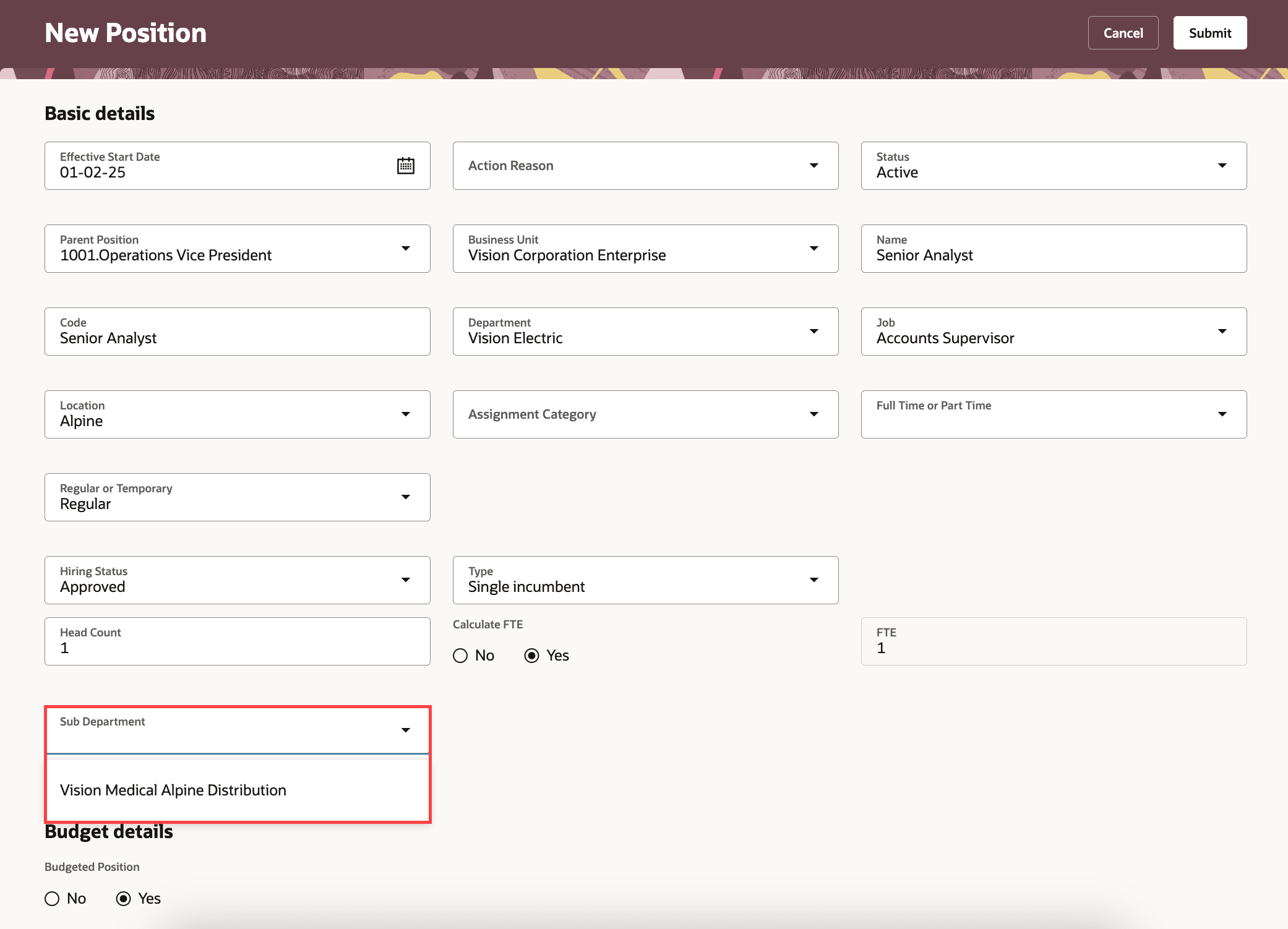 ポジションの事業所に基づくコンテキスト値