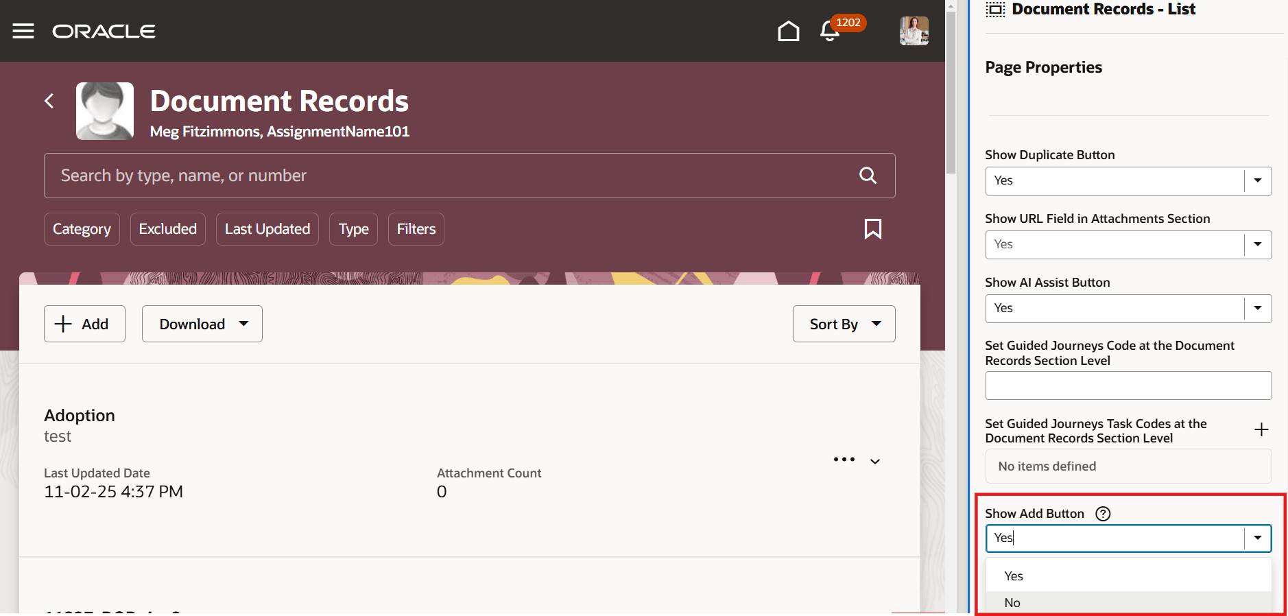 追加ボタンの表示プロパティの値