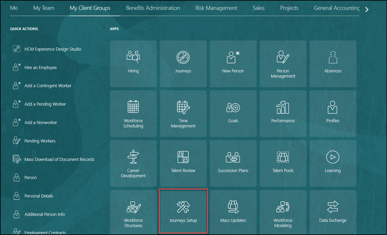 ホーム・ページのジャーニ設定アプリケーション
