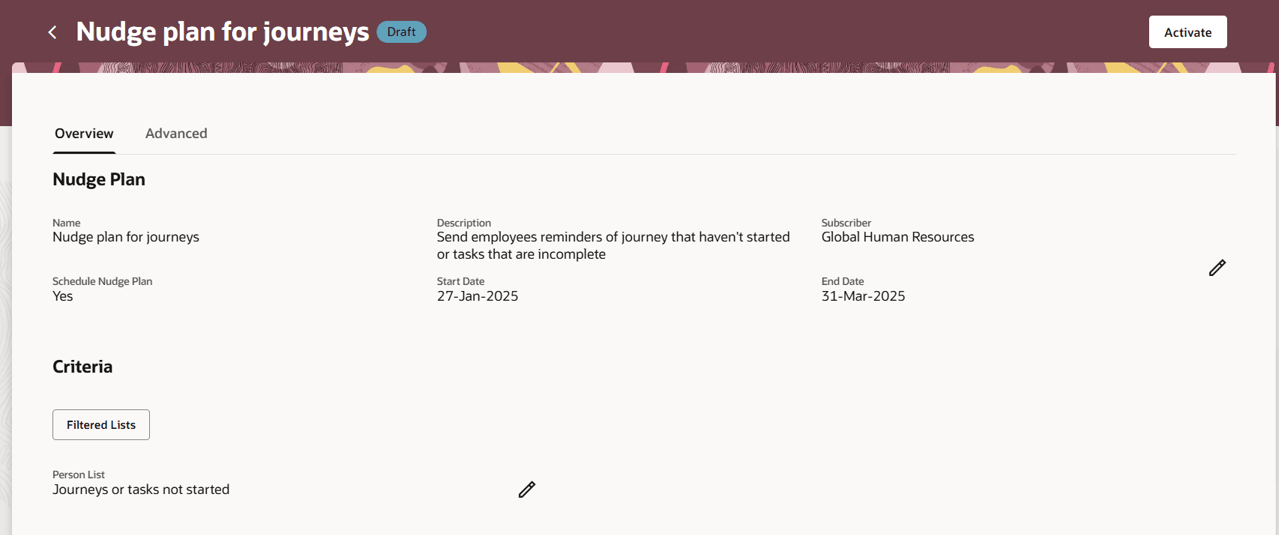 ナッジ・プランの「概要」タブ