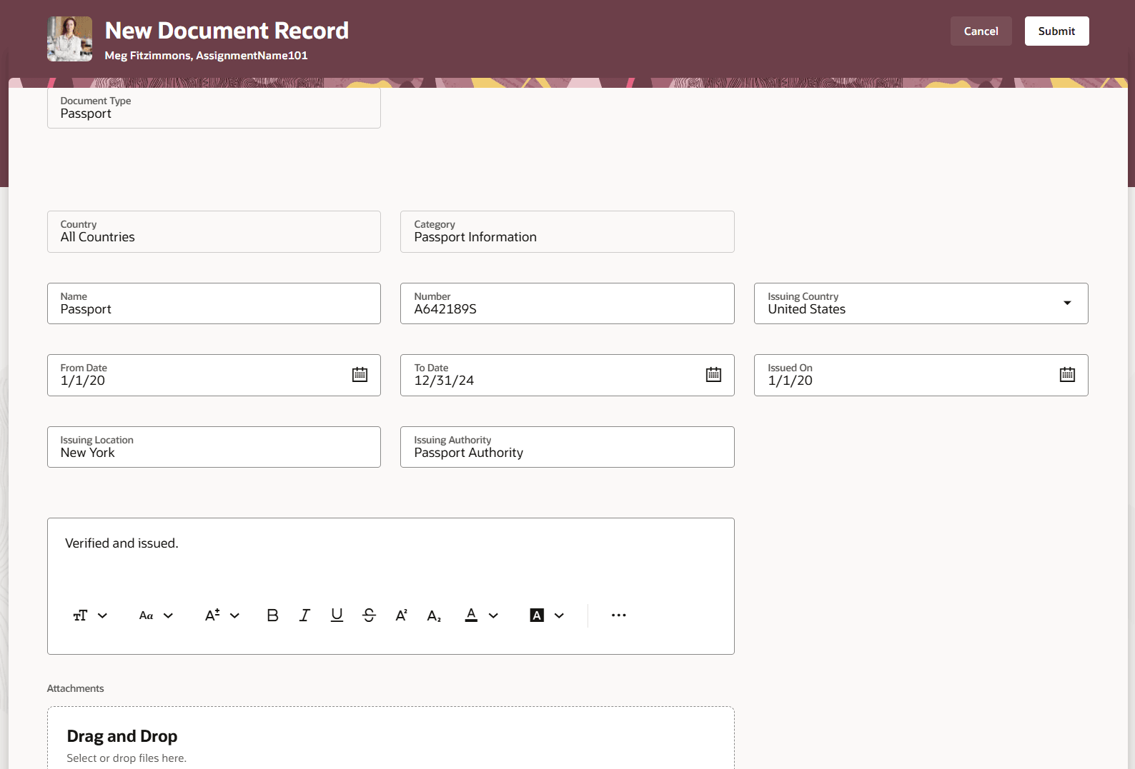 複製した文書レコード詳細の変更