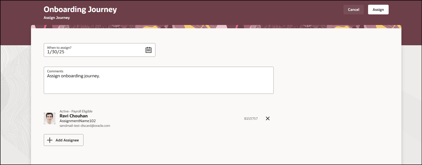 従業員へのジャーニの割当