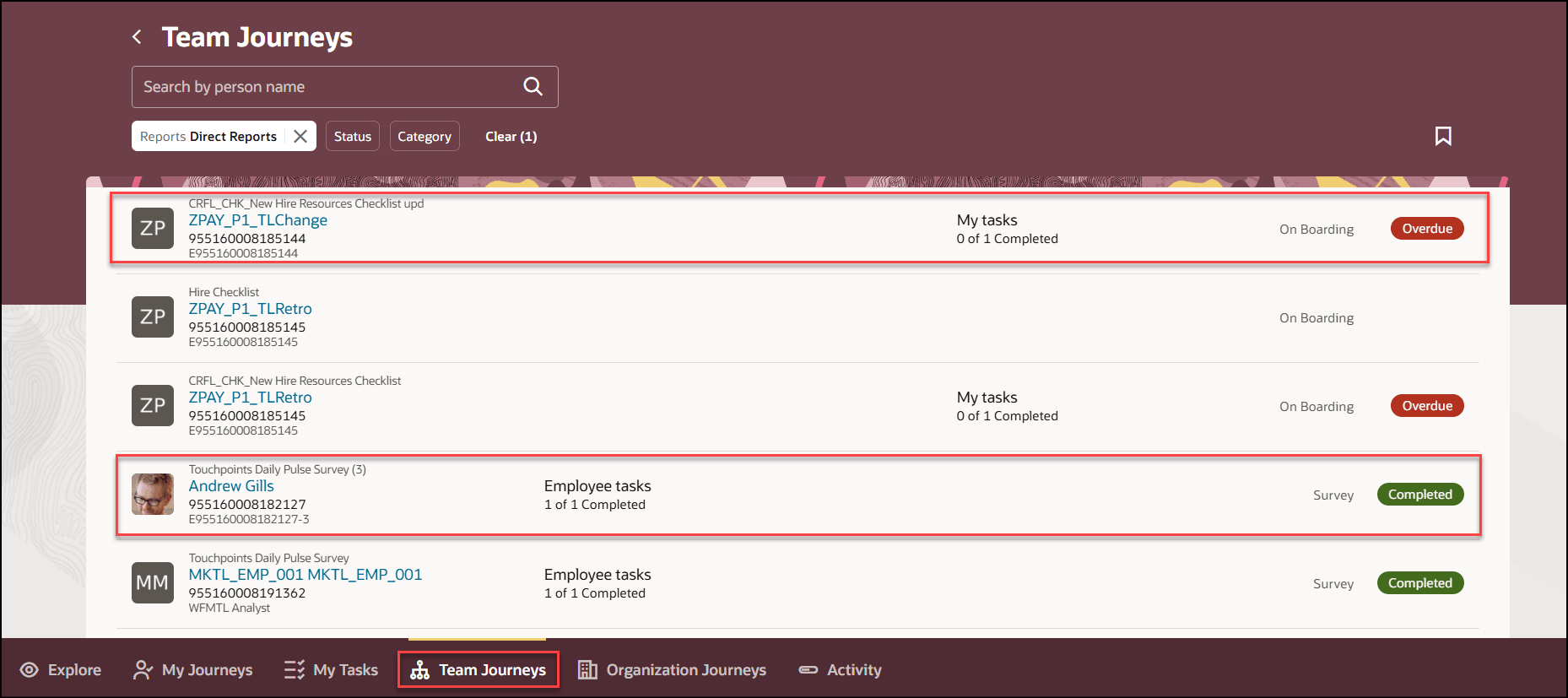 直属の部下のリスト表示
